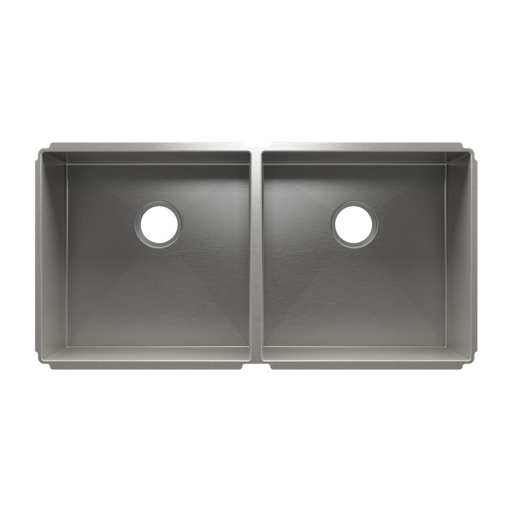 HOME REFINEMENTS 003958 Undermount J7 Double Bowl Kitchen Sink, L18"X18"X10" R18"X18"X10" Main image
