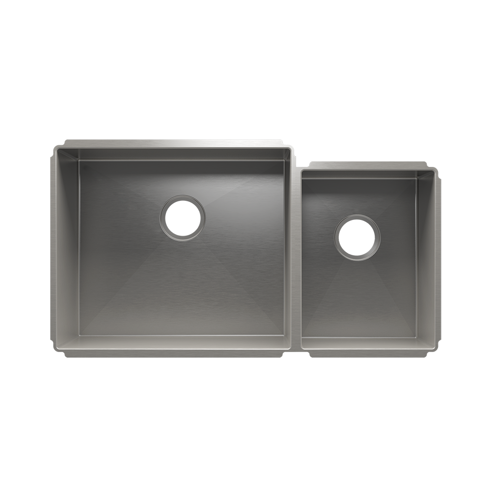 HOME REFINEMENTS 003959 Undermount J7 Double Bowl Kitchen Sink, L21"X18"X10" R12"X16"X8" Main image