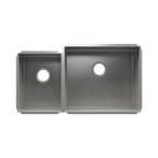 HOME REFINEMENTS 003962 Undermount J7 Double Bowl Kitchen Sink, L12"X16"X8" R21"X18"X10"