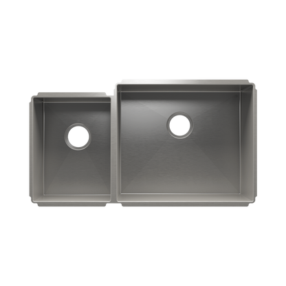 HOME REFINEMENTS 003962 Undermount J7 Double Bowl Kitchen Sink, L12"X16"X8" R21"X18"X10"