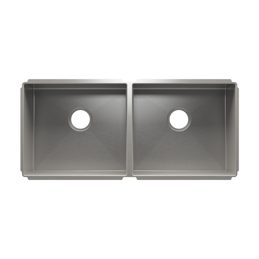 HOME REFINEMENTS 003963 Undermount J7 Double Bowl Kitchen Sink, L18"X16"X8" R18"X16"X8"