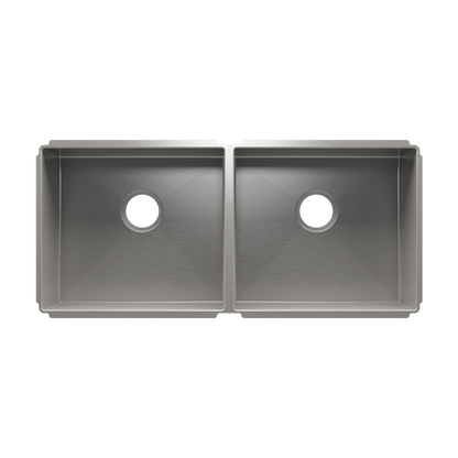 HOME REFINEMENTS 003963 Undermount J7 Double Bowl Kitchen Sink, L18"X16"X8" R18"X16"X8"