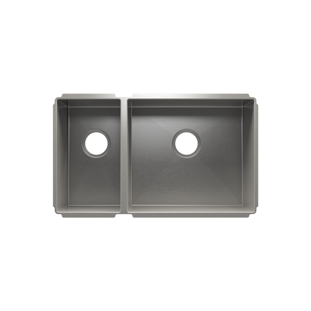 HOME REFINEMENTS 003982 Undermount J7 Double Bowl Kitchen Sink, L9"X16"X8" R18"X16"X10"