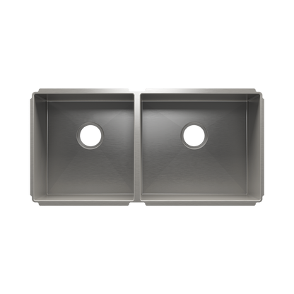 HOME REFINEMENTS 003986 Undermount J7 Double Bowl Kitchen Sink, L15"X16"X8" R18"X16"X10"