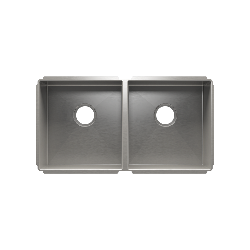 HOME REFINEMENTS 003987 Undermount J7 Double Bowl Kitchen Sink, L15"X16"X8" R15"X16"X8" Main image