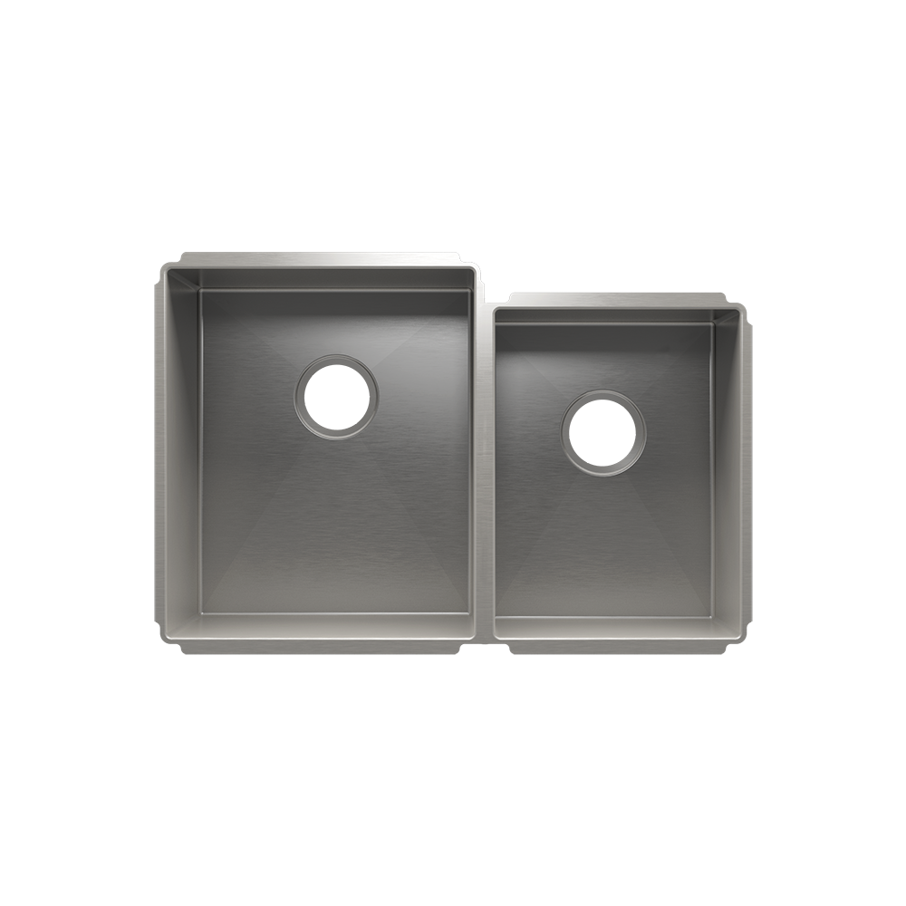 HOME REFINEMENTS 003988 Undermount J7 Double Bowl Kitchen Sink, L15"X18"X10" R12"X16"X8" Main image