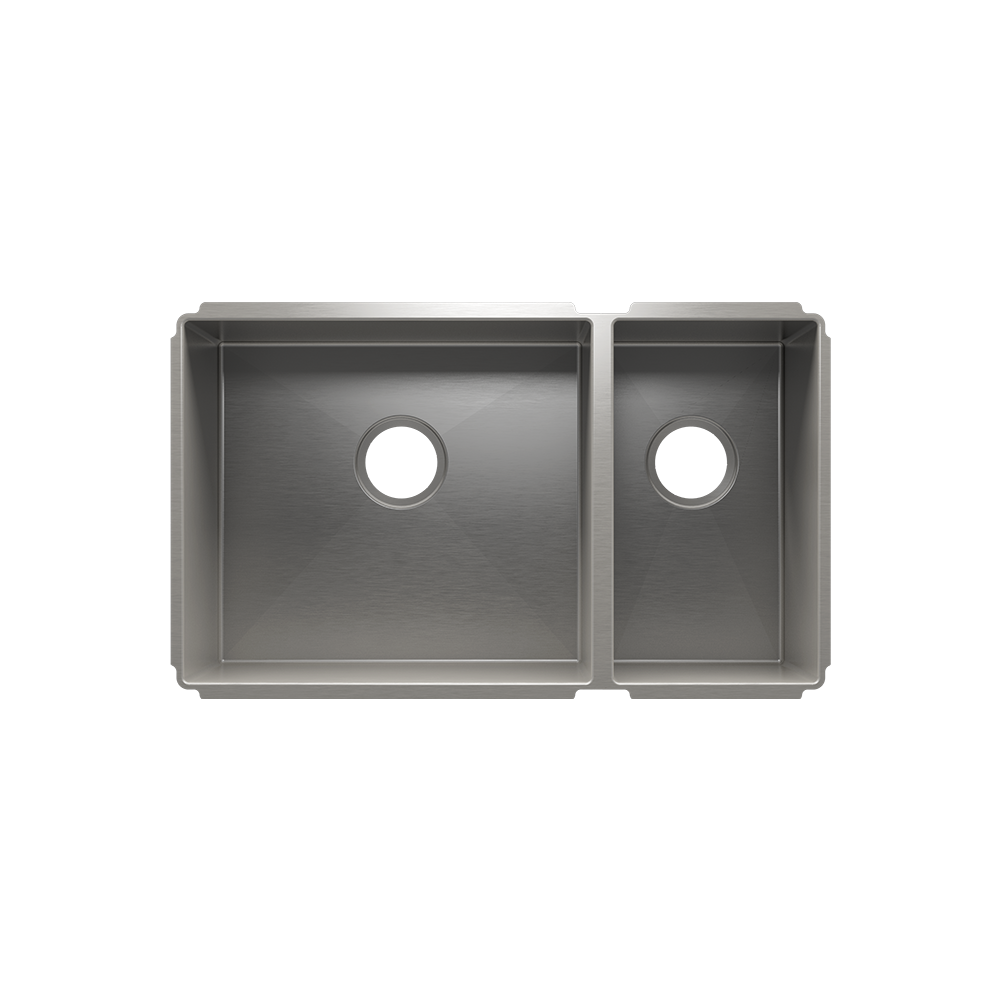 HOME REFINEMENTS 003989 Undermount J7 Double Bowl Kitchen Sink, L18"X16"X10" R9"X16"X8" Main image