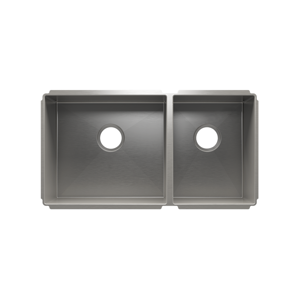 HOME REFINEMENTS 003991 Undermount J7 Double Bowl Kitchen Sink, L18"X16"X10" R12"X16"X8"