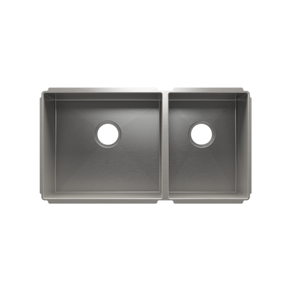 HOME REFINEMENTS 003991 Undermount J7 Double Bowl Kitchen Sink, L18"X16"X10" R12"X16"X8"