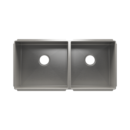 HOME REFINEMENTS 003992 Undermount J7 Double Bowl Kitchen Sink, L18"X16"X10" R15"X16"X8"