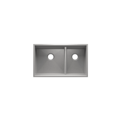 HOME REFINEMENTS 005511 Undermount Double Bowl Kitchen Sink, L18"X18"X10" R12"X18"X10"