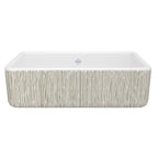 SHAWS RC3318 33 Inch Lancaster White Single Bowl Farmhouse Apron Front Fireclay Kitchen Sink With Lines Design