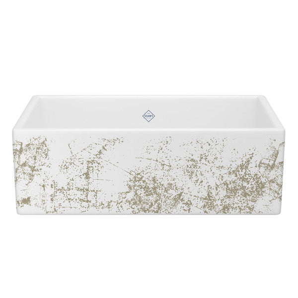 SHAWS MS3318 33 Inch Shaker White Single Bowl Apron Front Fireclay Kitchen Sink With Metallic Design Main image