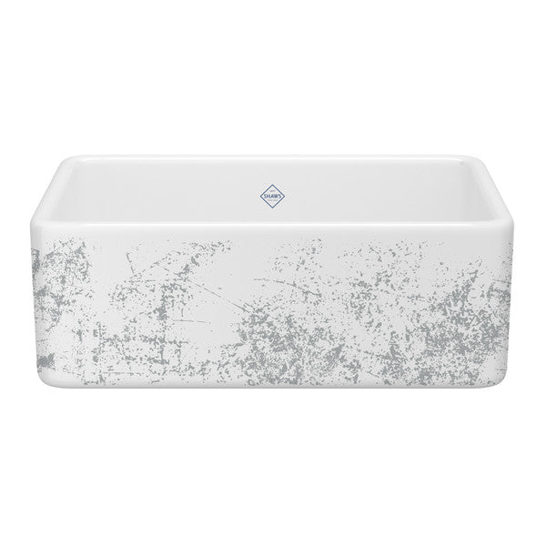 SHAWS MS3018 30 Inch Shaker White Single Bowl Farmhouse Apron Front Fireclay Kitchen Sink With Metallic Design Secondary image