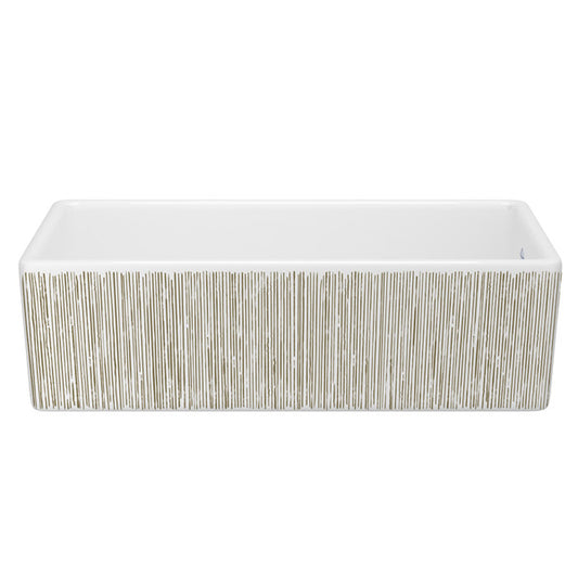 SHAWS MS3618 36 Inch Shaker White Single Bowl Apron Front Fireclay Kitchen Sink With Lines Design