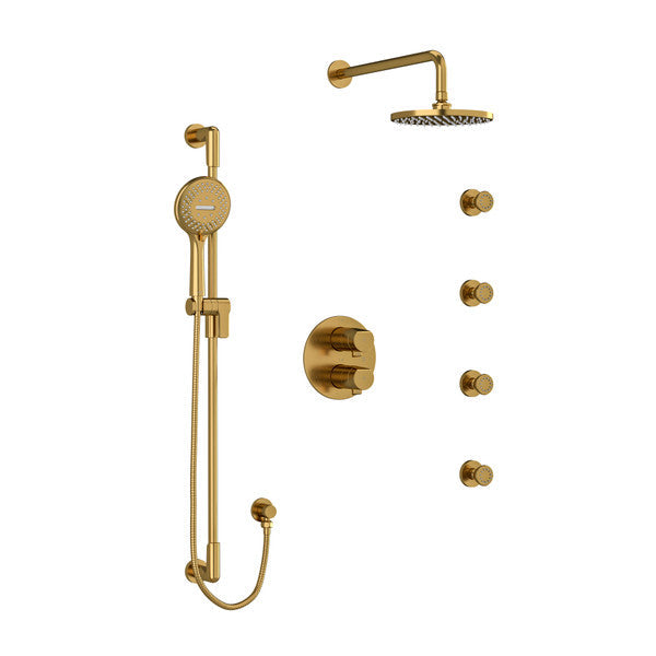 RIOBEL KIT446PB Parabola Type T/P (Thermostatic/Pressure Balance) Double Coaxial System With Hand Shower Rail 4 Body Jets And Shower Head Secondary image