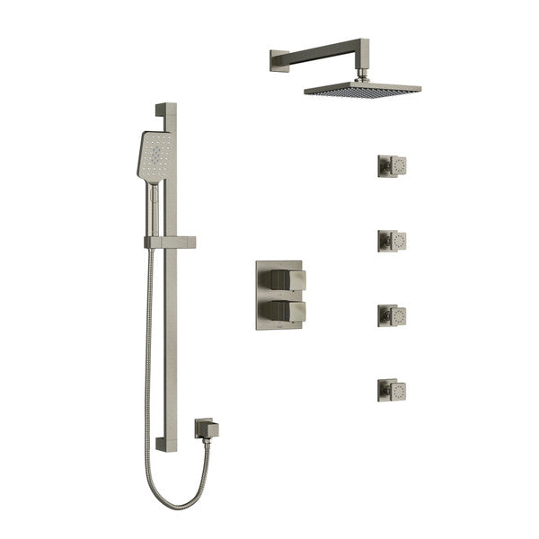 RIOBEL KIT446RF Reflet Type T/P (Thermostatic/Pressure Balance) Double Coaxial System With Hand Shower Rail 4 Body Jets And Shower Head Secondary image