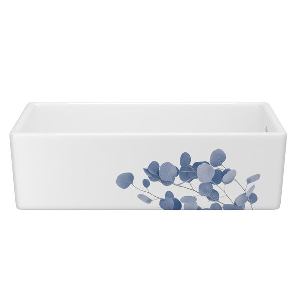 SHAWS MS3618 36 Inch Shaker White Single Bowl Apron Front Fireclay Kitchen Sink With Eucalyptus Design Main image