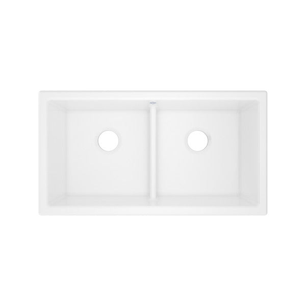 SHAWS MSUM3318 33 Inch Shaker Double Bowl Undermount Fireclay Kitchen Sink Main image