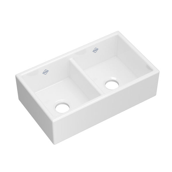 SHAWS MS3118 Shaker Apron Front Double Bowl Fireclay Kitchen Sink Main image